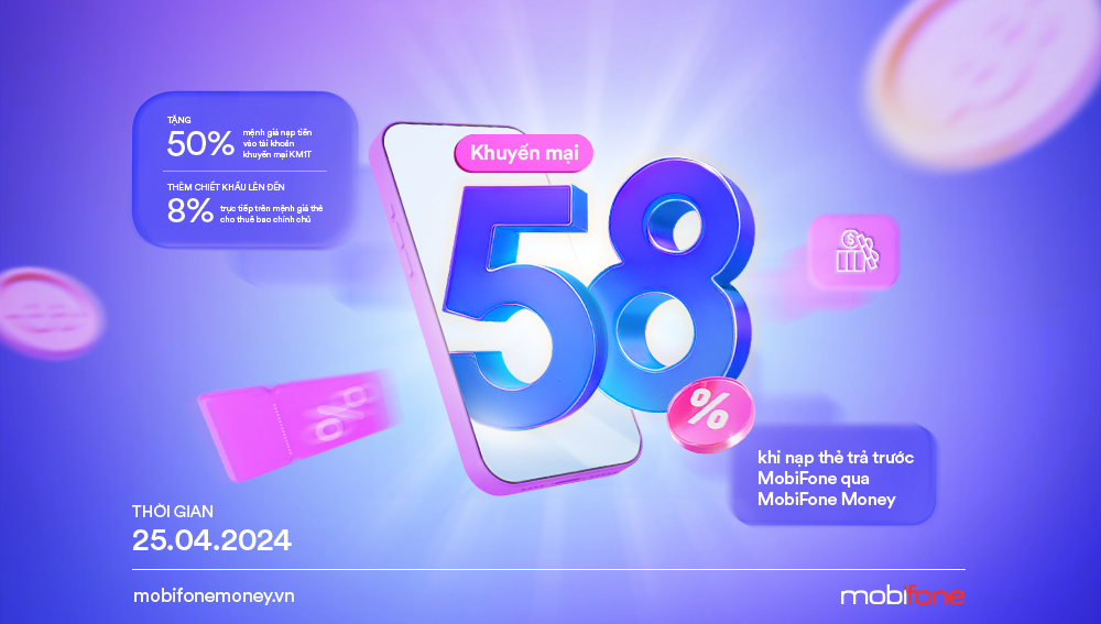 MobiFone Money khuyến mại 58% ngày 25/04/2024