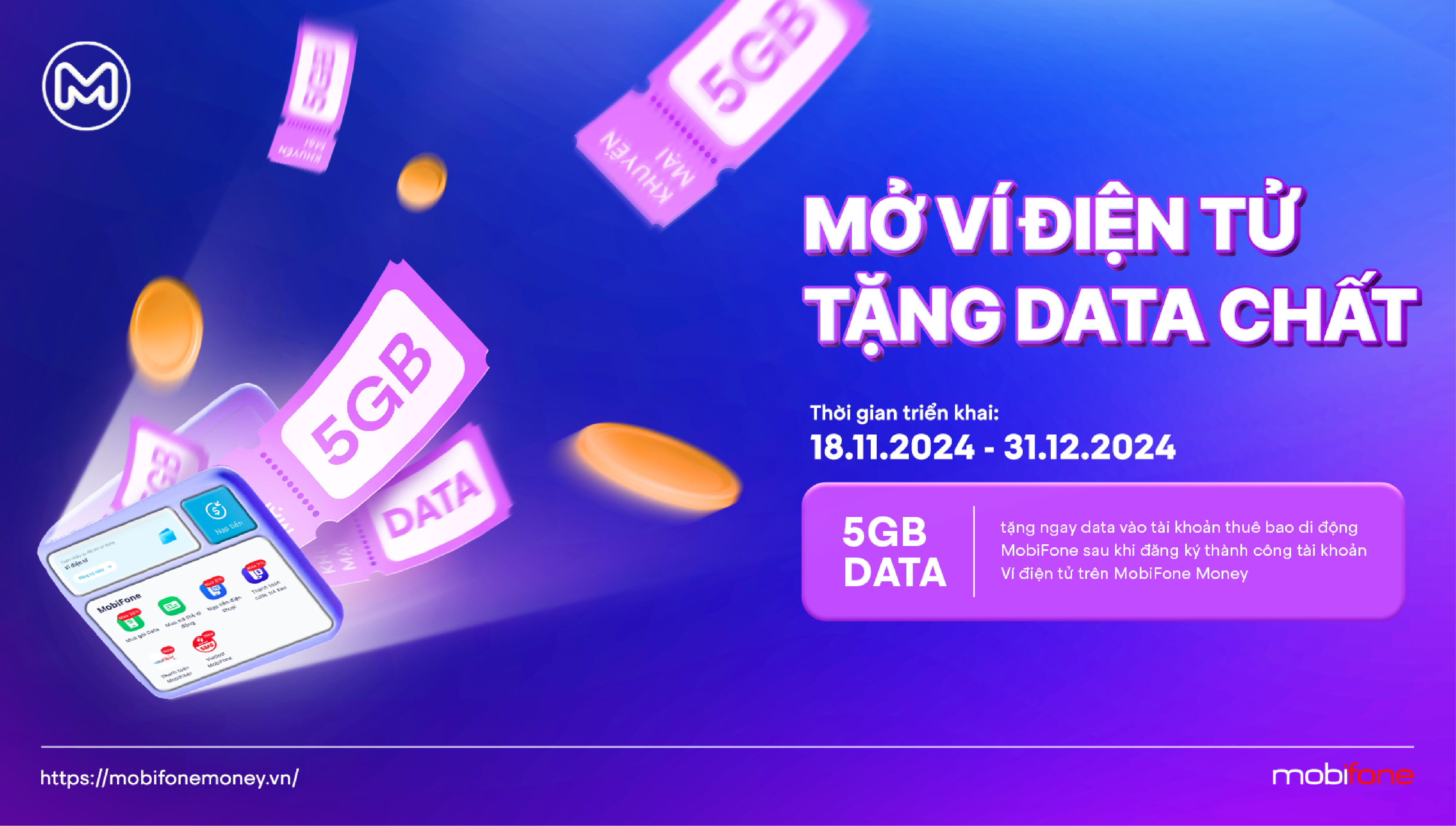 Mở Ví điện tử - Nhận Data chất