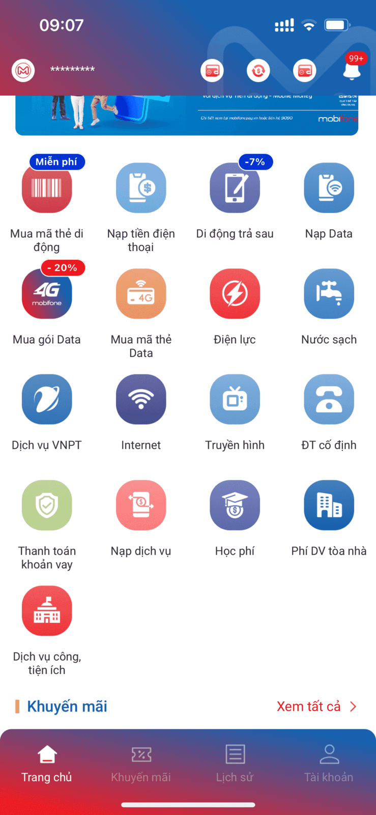 Chọn "Mua mã thẻ Data"