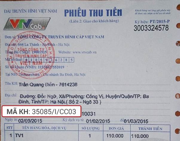 Kiểm tra m&atilde; kh&aacute;ch h&agrave;ng VTVCab 