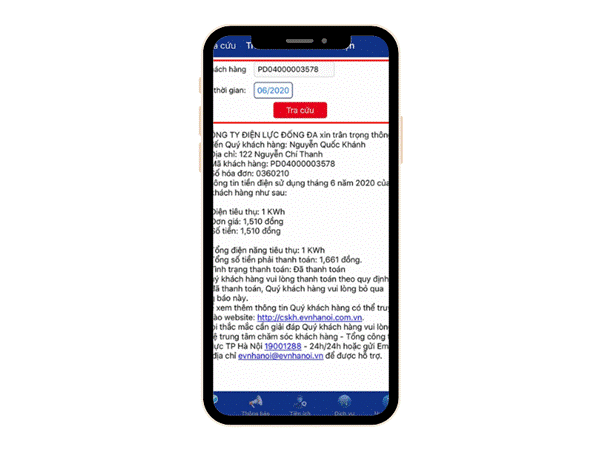 lấy h&oacute;a đơn điện tử tiền điện EVN