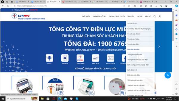 lấy h&oacute;a đơn điện tử tiền điện