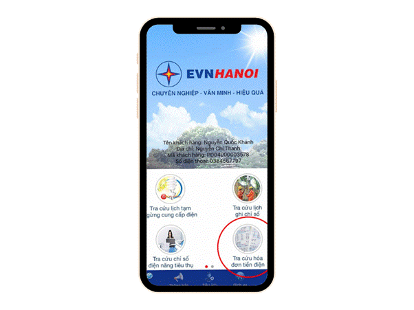 lấy h&oacute;a đơn điện tử tiền điện EVN