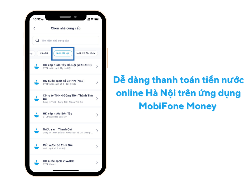 Thanh toán tiền nước online Hà Nội