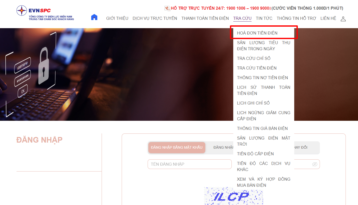  tra tiền điện qua m&atilde; kh&aacute;ch h&agrave;ng